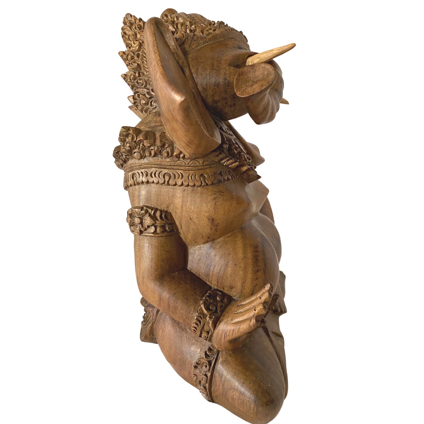 Ganapati Ganesha Statue Remover of Obstacles Elephant God Hand Carved Abstract Wood Carving Sculpture Balinese Mas Ubud Bali Hindu Art