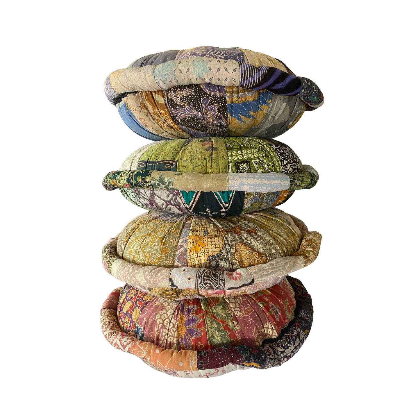 Handmade Batik Patchwork Meditation Pillow: Organic Kapok Fill