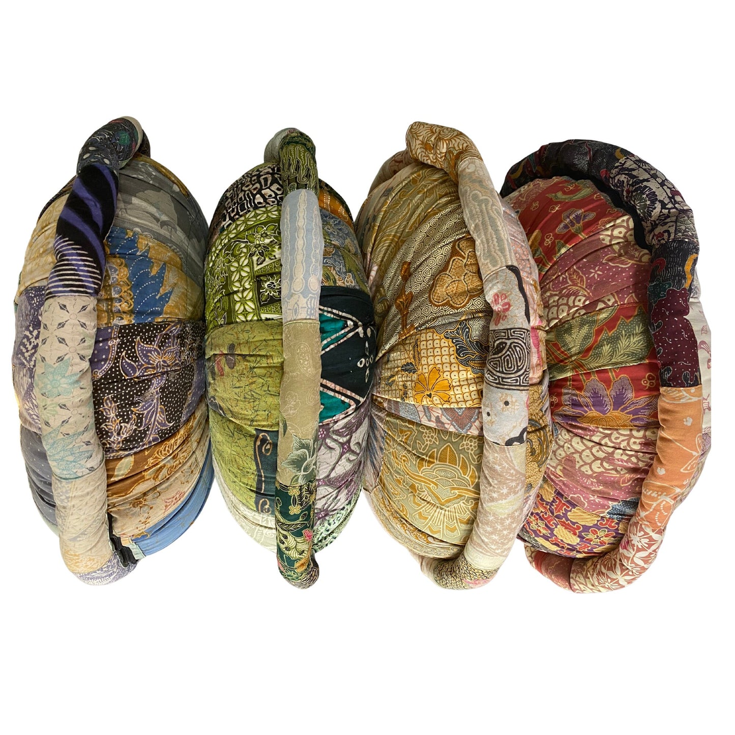 Handmade Batik Patchwork Meditation Pillow: Organic Kapok Fill