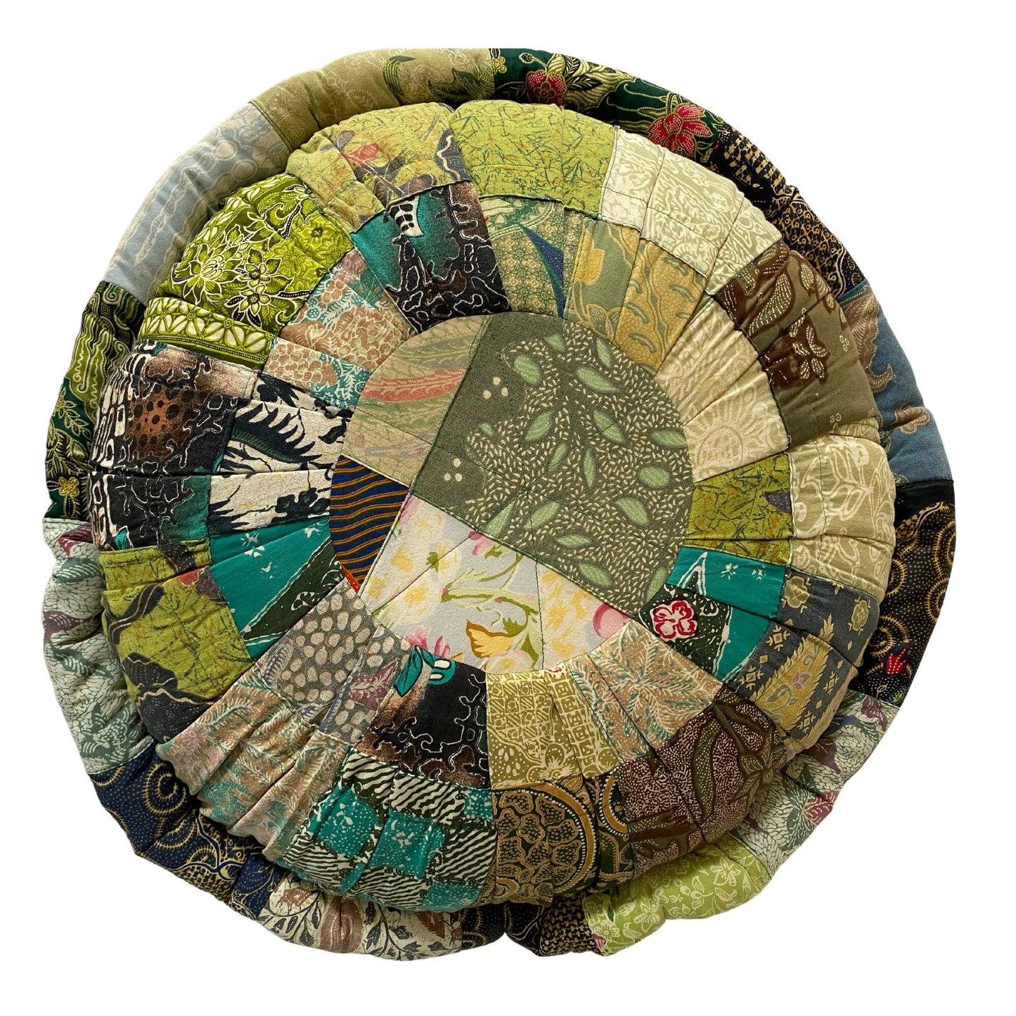 Handmade Batik Patchwork Meditation Pillow: Organic Kapok Fill