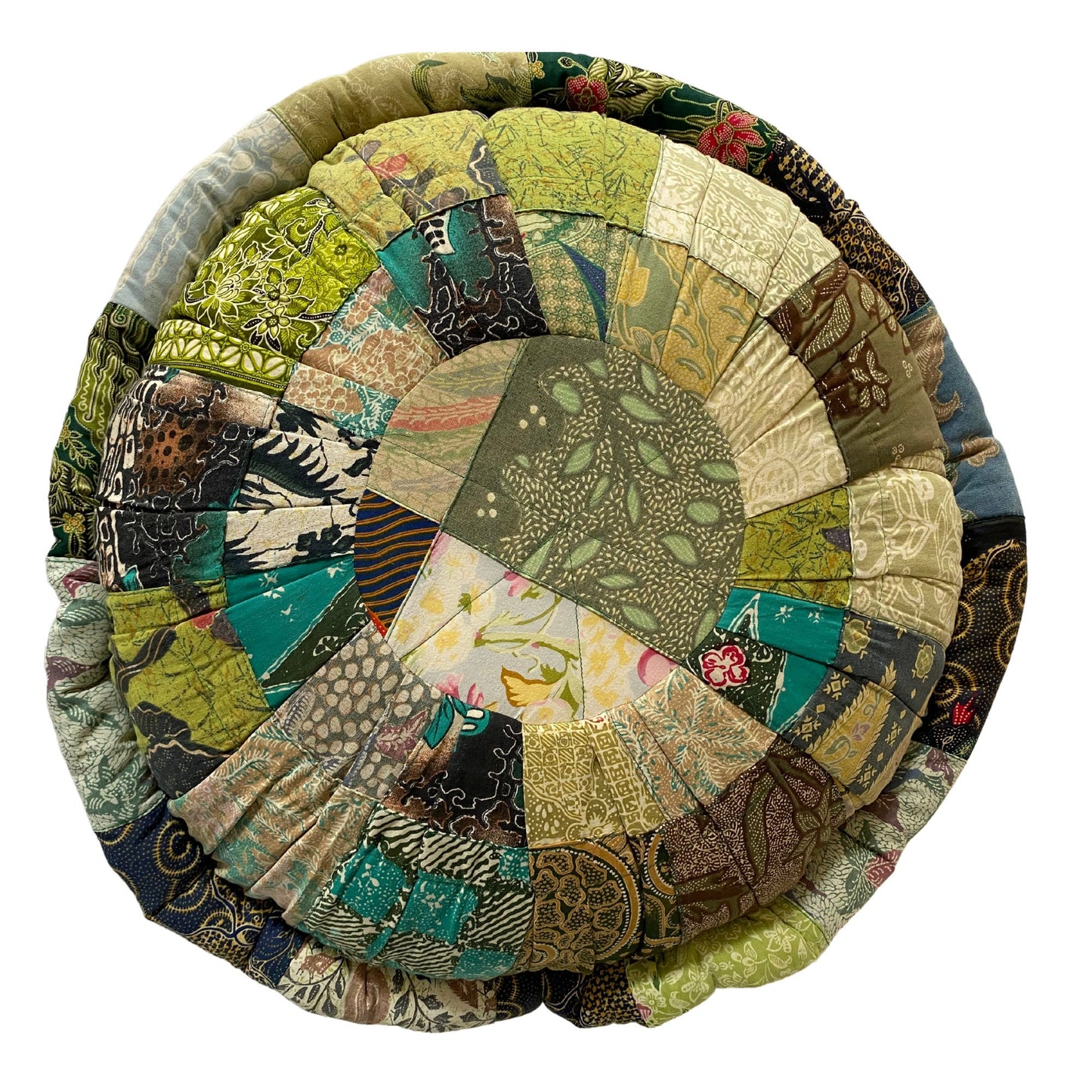 Handmade Batik Patchwork Meditation Pillow: Organic Kapok Fill