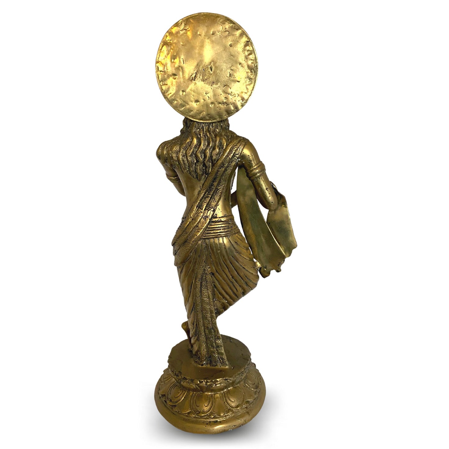 Lord Krishna Bronze Statue Playing Flute Padma lost wax cast Bronze Metal sculpture Oxidized Patina Handmade Balinese Hindu Art Hinduism 23&quot;