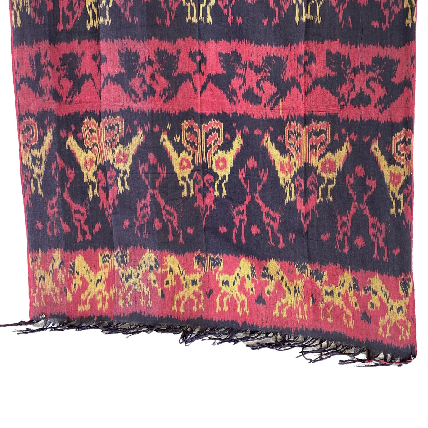 Handwoven Indonesian Ikat Cotton Throw: Hand Loomed Ethnic Cloth Tapestry, Wall Hanging