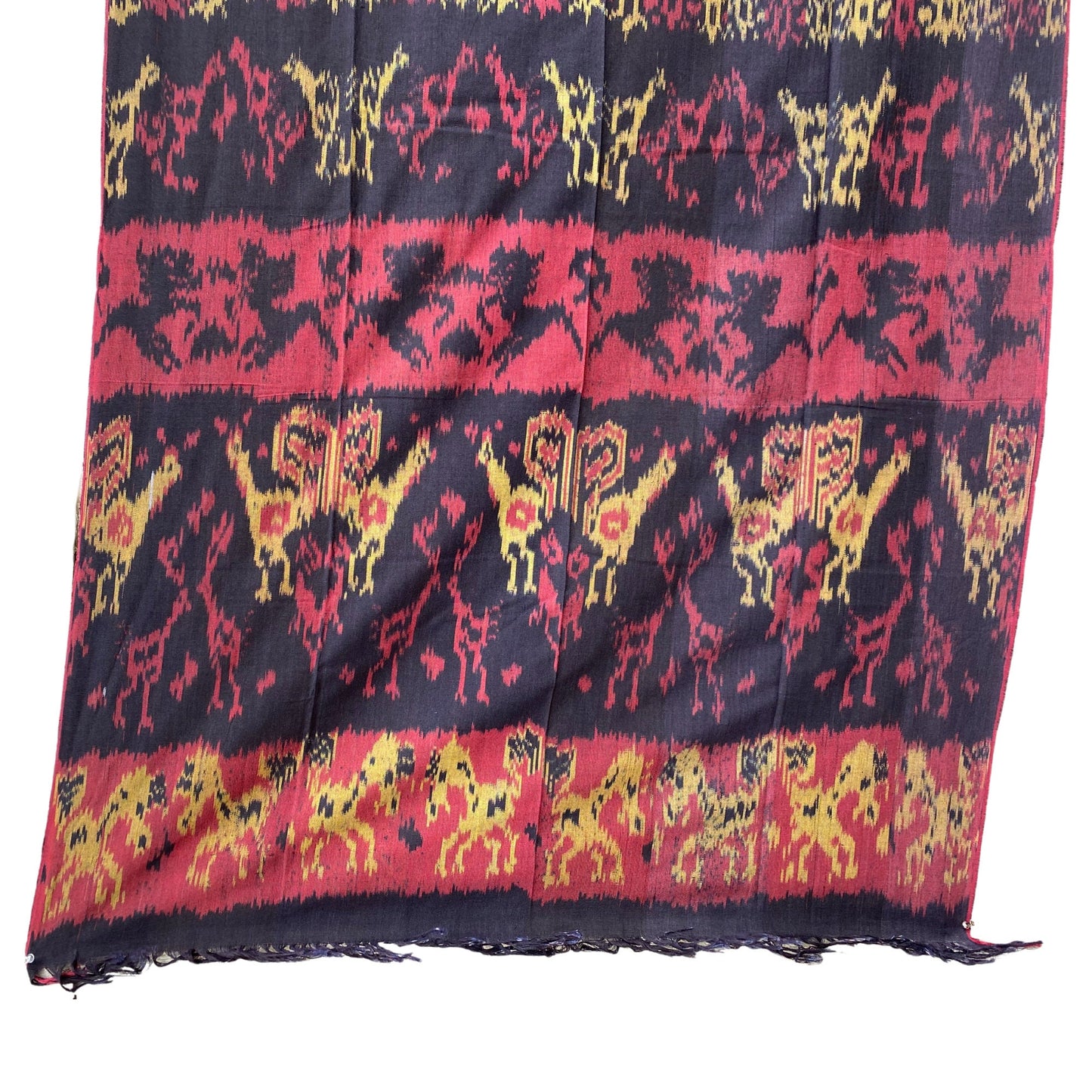 Handwoven Indonesian Ikat Cotton Throw: Hand Loomed Ethnic Cloth Tapestry, Wall Hanging