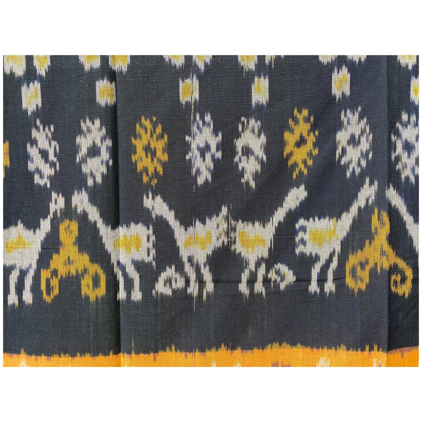 Handwoven Indonesian Ikat Cotton Cloth: Yellow Saffron Ethnic Wall Hanging