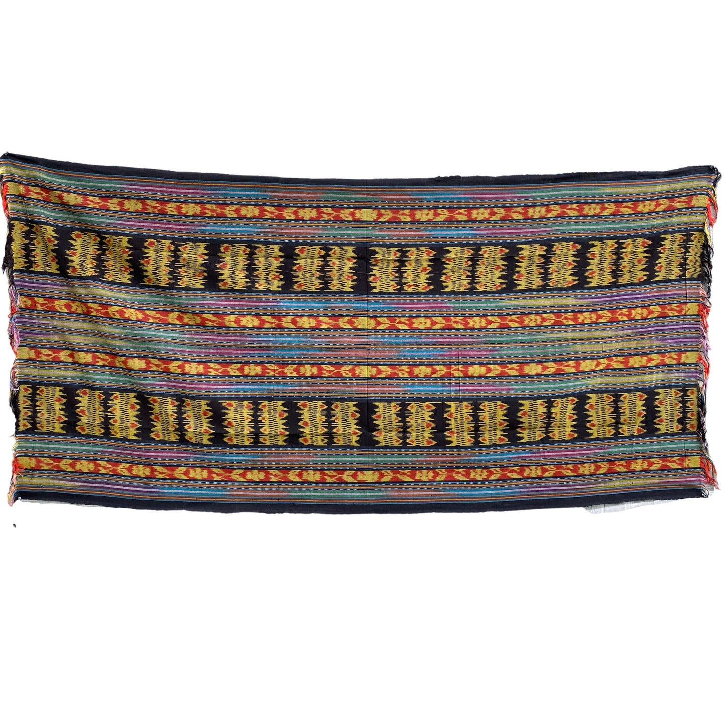 Handwoven Indonesian Ikat Cotton Throw: Hand Loomed  Ethnic Cloth Wall Hanging (45x90 inches)
