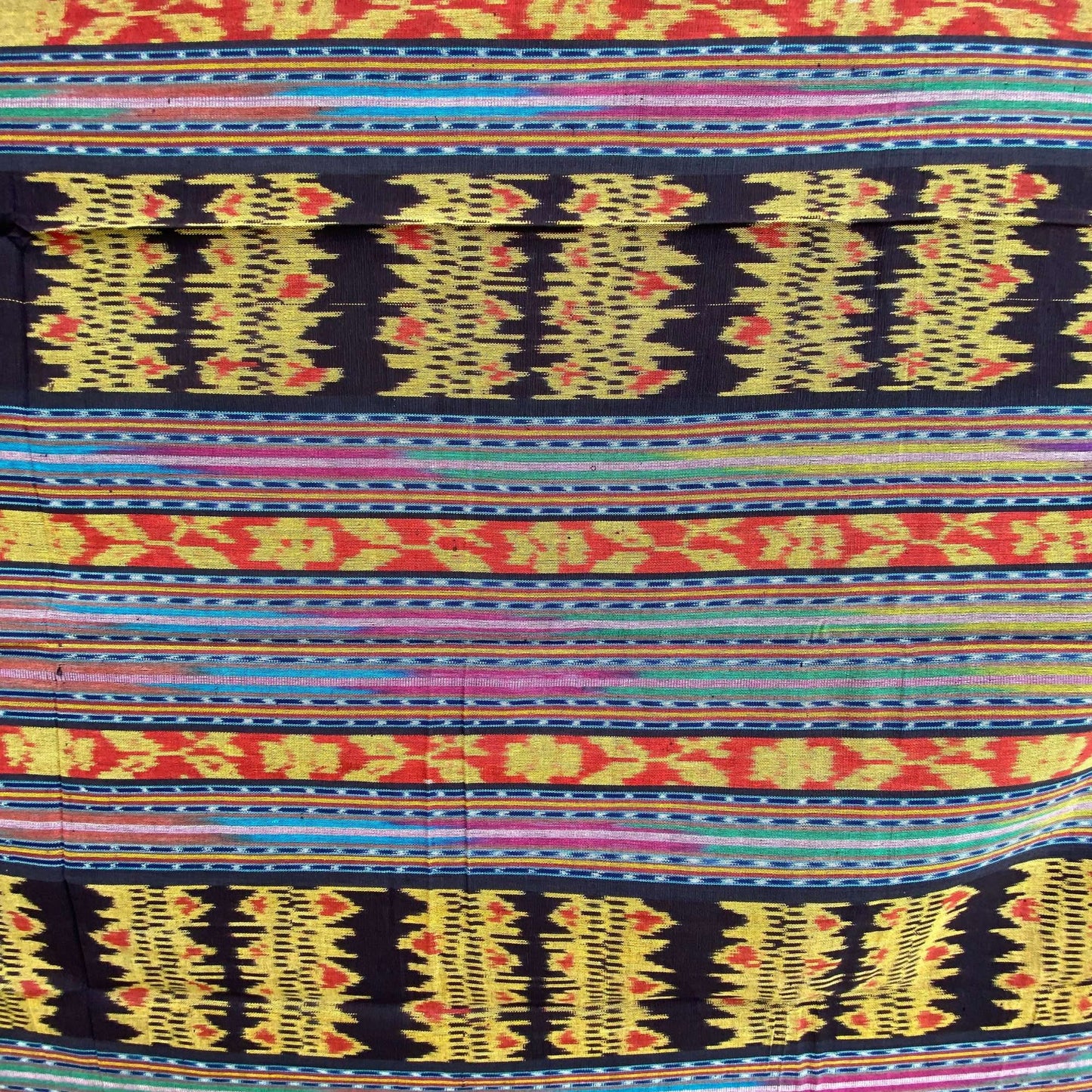 Handwoven Indonesian Ikat Cotton Throw: Hand Loomed  Ethnic Cloth Wall Hanging (45x90 inches)
