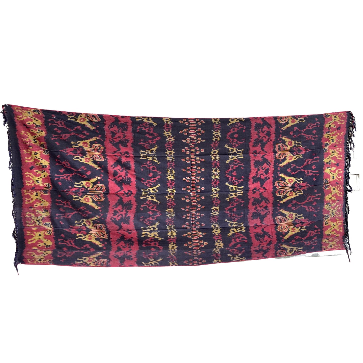 Handwoven Indonesian Ikat Cotton Throw: Hand Loomed Ethnic Cloth Tapestry, Wall Hanging
