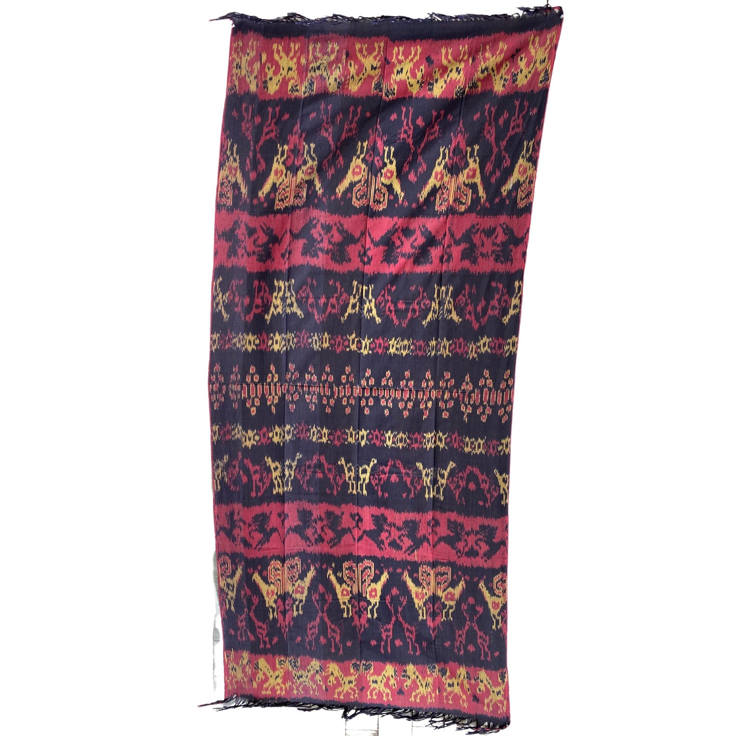 Handwoven Indonesian Ikat Cotton Throw: Hand Loomed Ethnic Cloth Tapestry, Wall Hanging