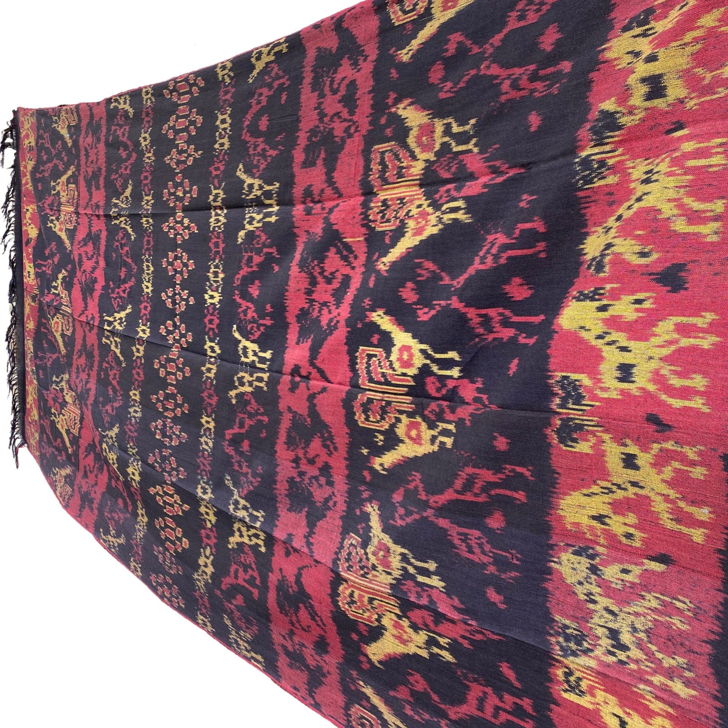Handwoven Indonesian Ikat Cotton Throw: Hand Loomed Ethnic Cloth Tapestry, Wall Hanging