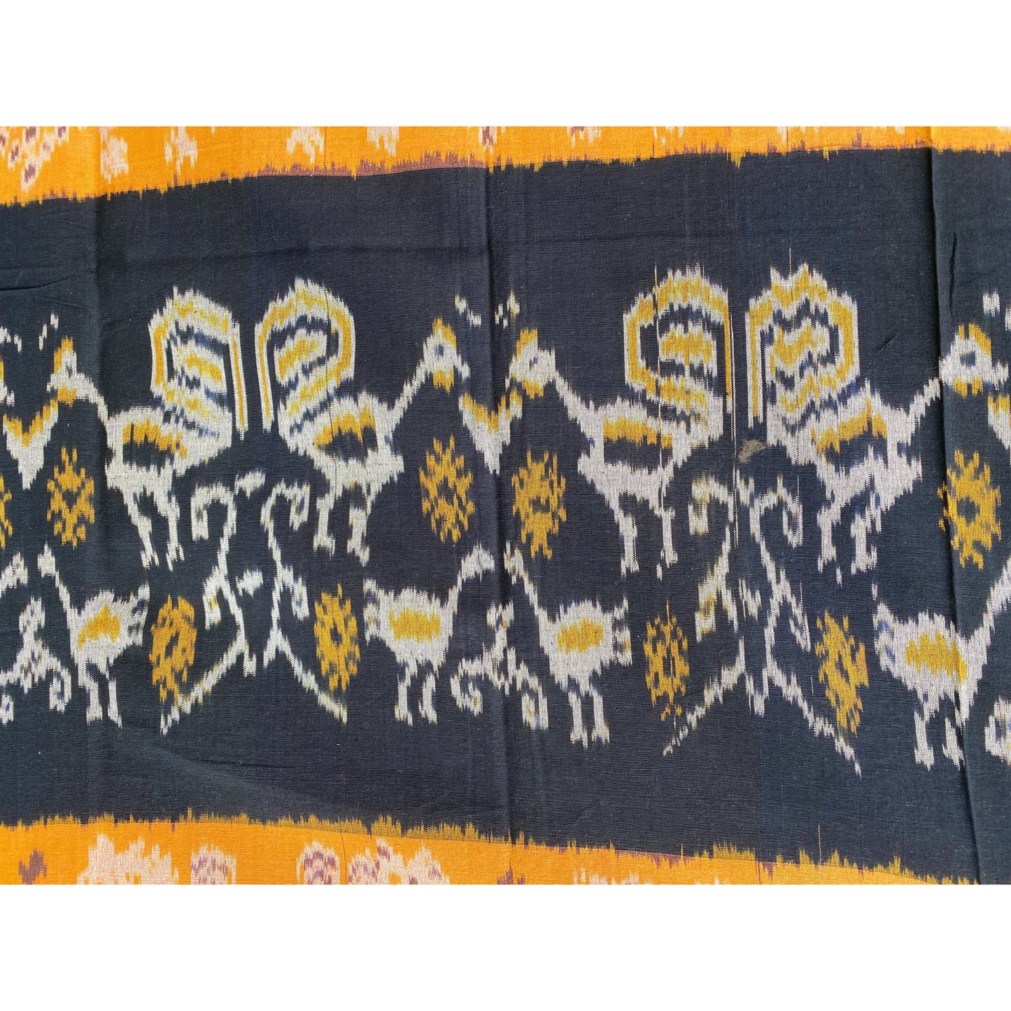 Handwoven Indonesian Ikat Cotton Cloth: Yellow Saffron Ethnic Wall Hanging