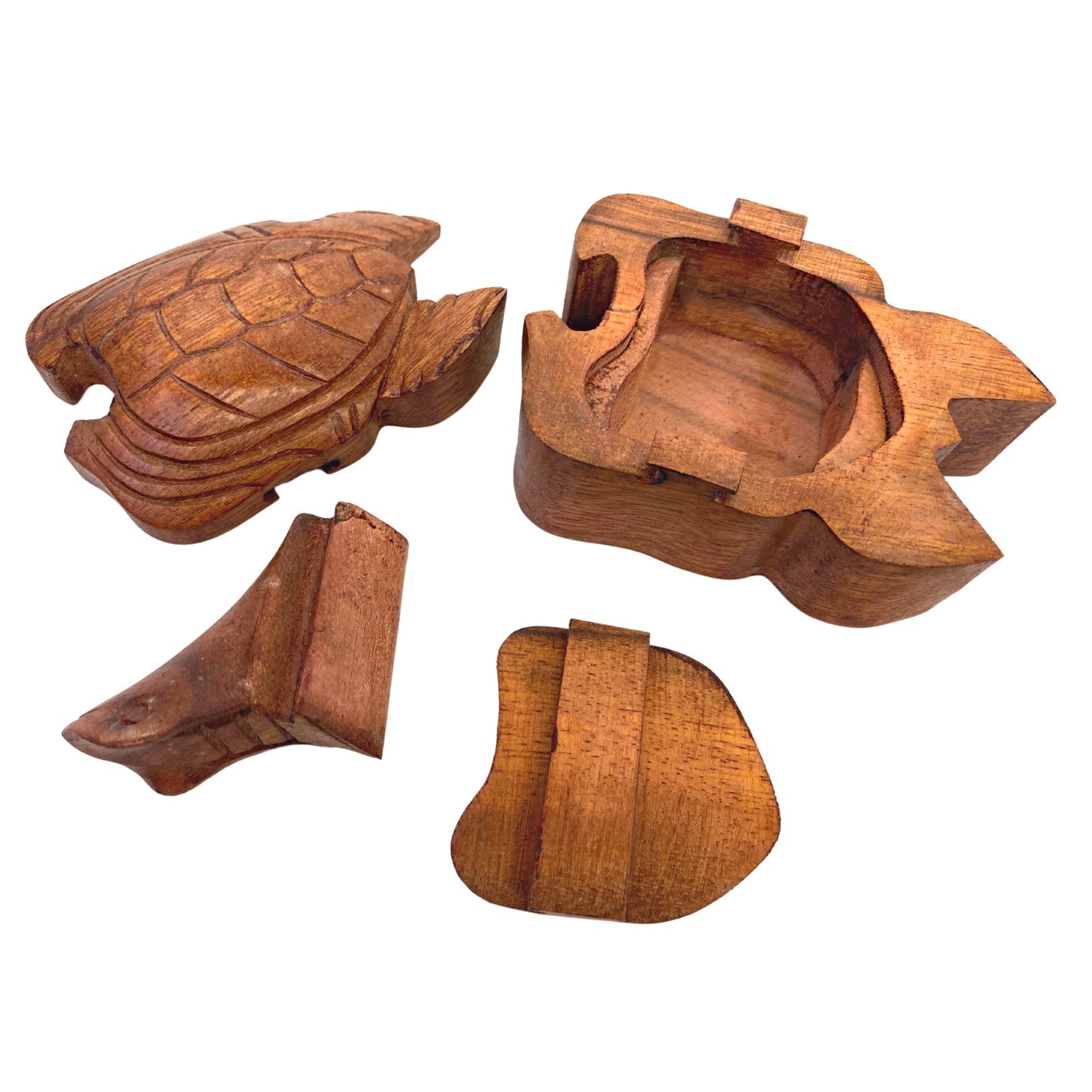 Sea Turtle Secret Puzzle stash Box Trinket Box Jewelry Gift Box Hand Carved Wood Marine Life