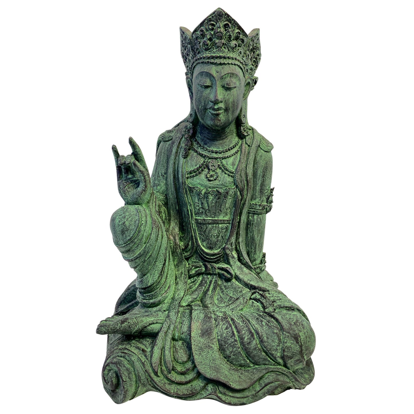 Bodhisattva Guan Yin Guanyin Goddess of Compassion, Garden Statue cast stone resin volcanic sand, Sculpture handmade Buddhist Garden art - Acadia World Traders