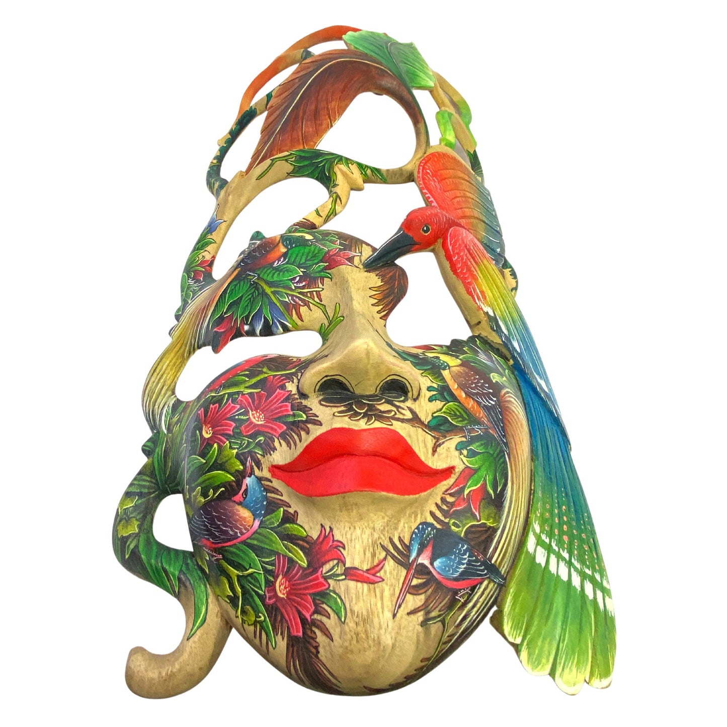 Balinese Mask Dewi Bawang Goddess Dream Mask Wood Carving Indonesian Hand Carved Painted Wall Decor Art