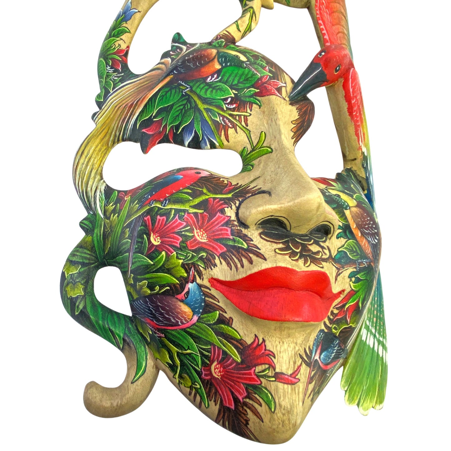 Balinese Mask Dewi Bawang Goddess Dream Mask Wood Carving Indonesian Hand Carved Painted Wall Decor Art