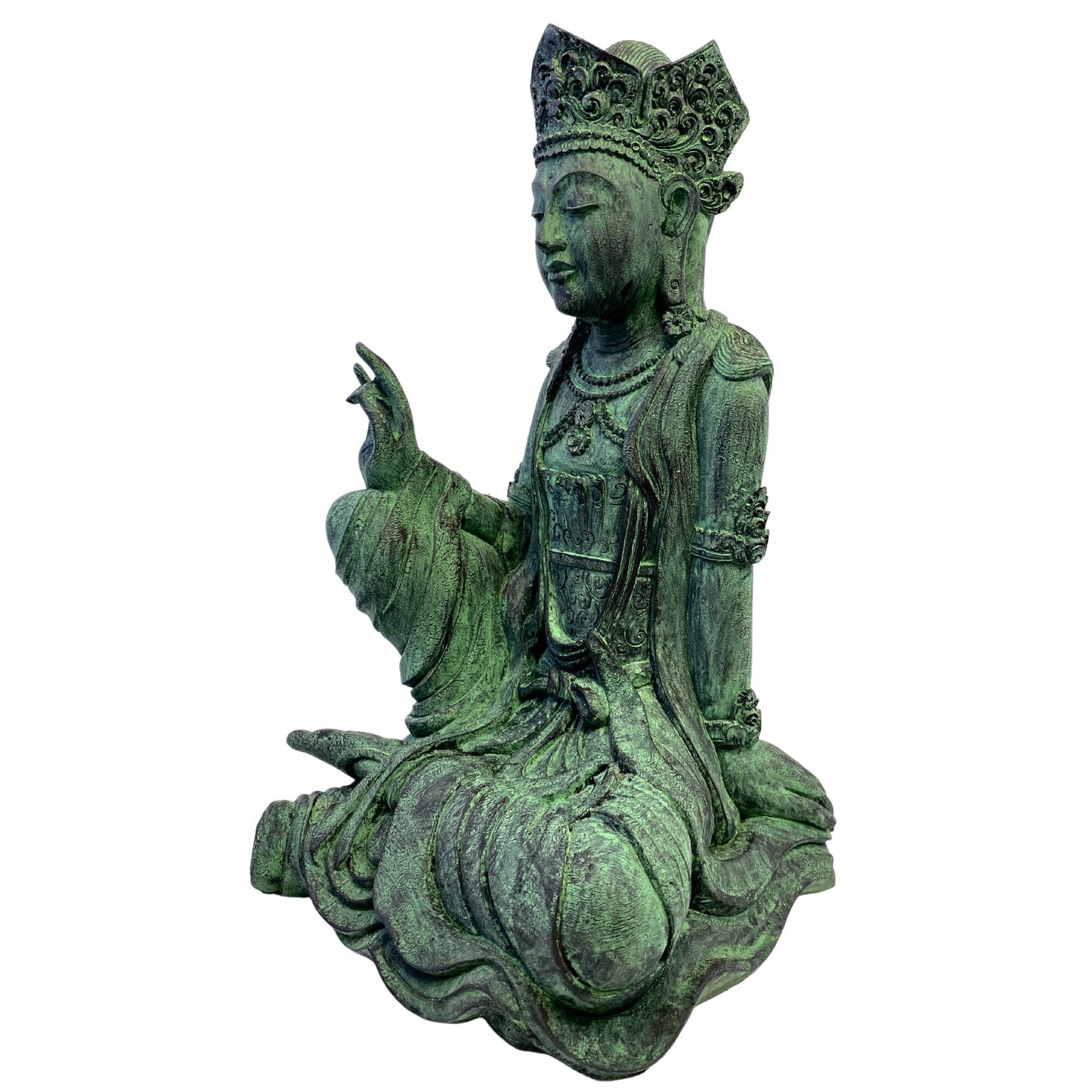 Bodhisattva Guan Yin Guanyin Goddess of Compassion, Garden Statue cast stone resin volcanic sand, Sculpture handmade Buddhist Garden art - Acadia World Traders