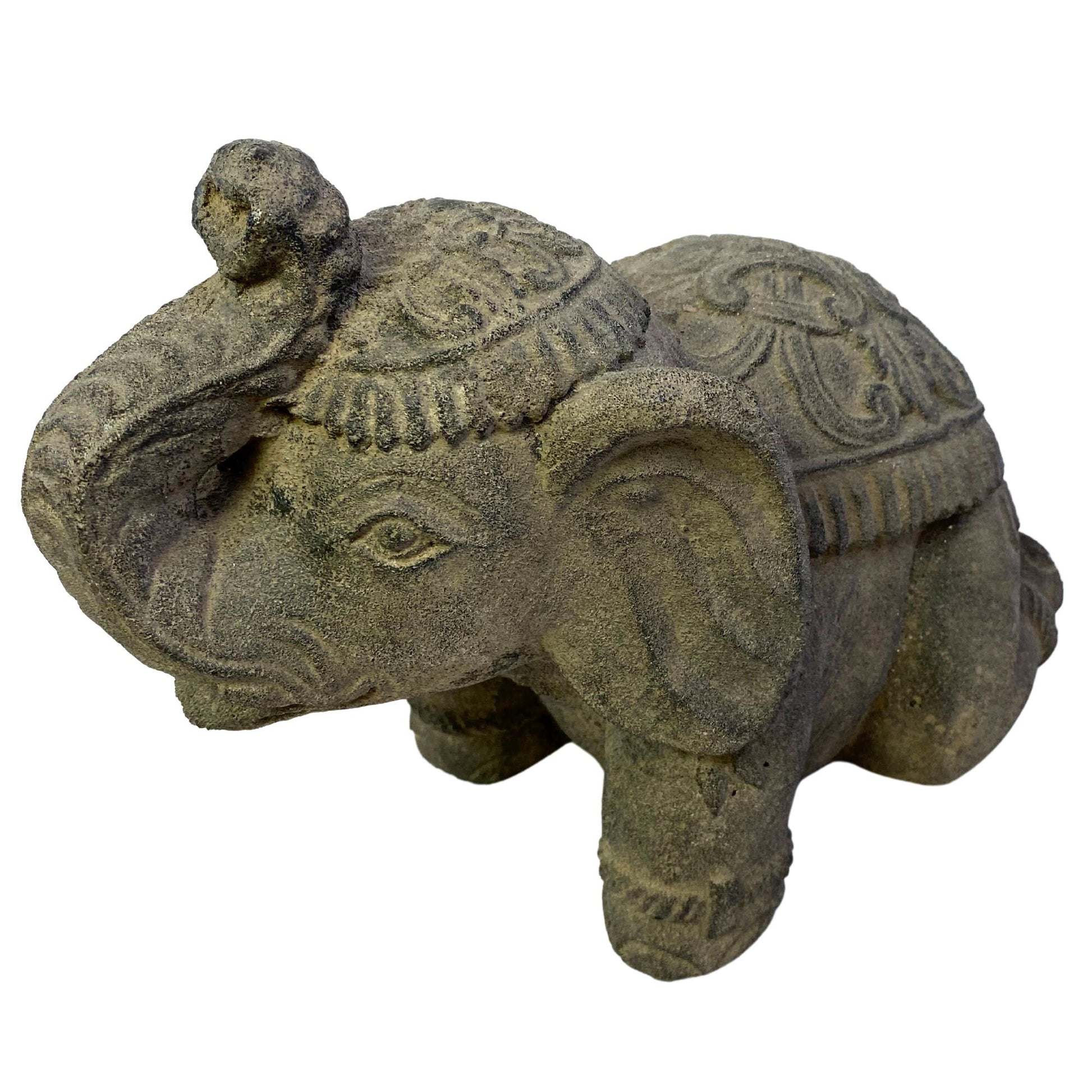 Elephant Doorstop Garden Statue Handmade Cast Lava Stone Elephant Sculpture Balinese art  Eclectic Boho Decor - Acadia World Traders