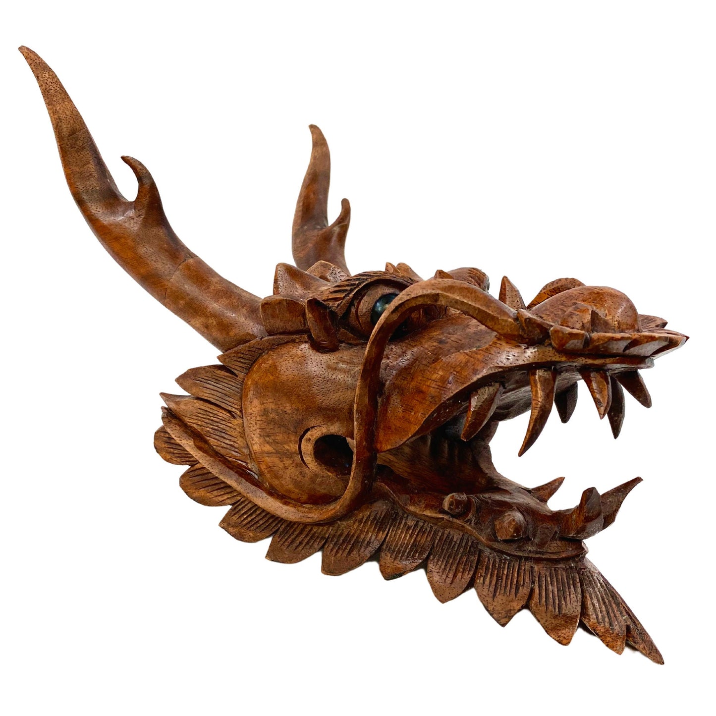 Horned Dragon Cosmic Naga Mask Hand Mask Wall art hand carved Suar wood Bali Art Asian style Decor