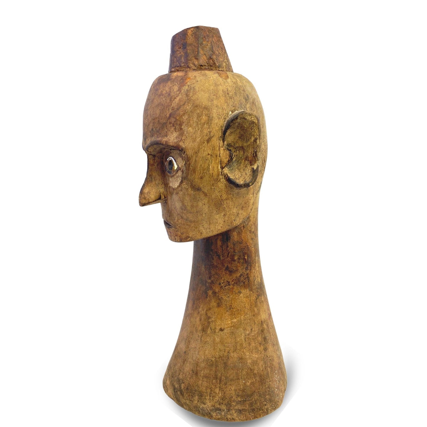 Indonesian Ancestor Figure Tribal Human Head Effigie Wood Carving, Tau Tau  Toraja Sulawesi Indonesia ,