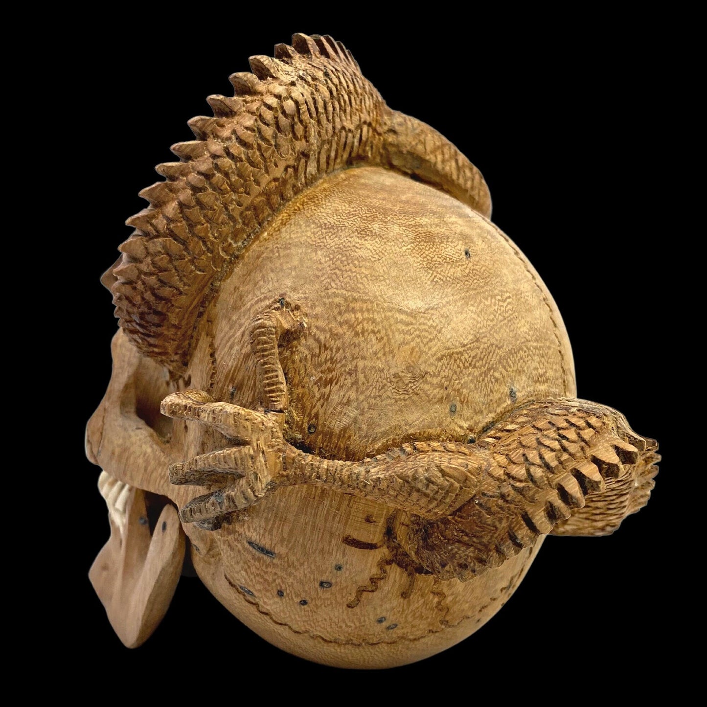 Balinese Skull Sculpture Dragon Naga Hand CARVED Art Bali Wood Carving Art Eclectic Gothic  Oddity Home Decor
