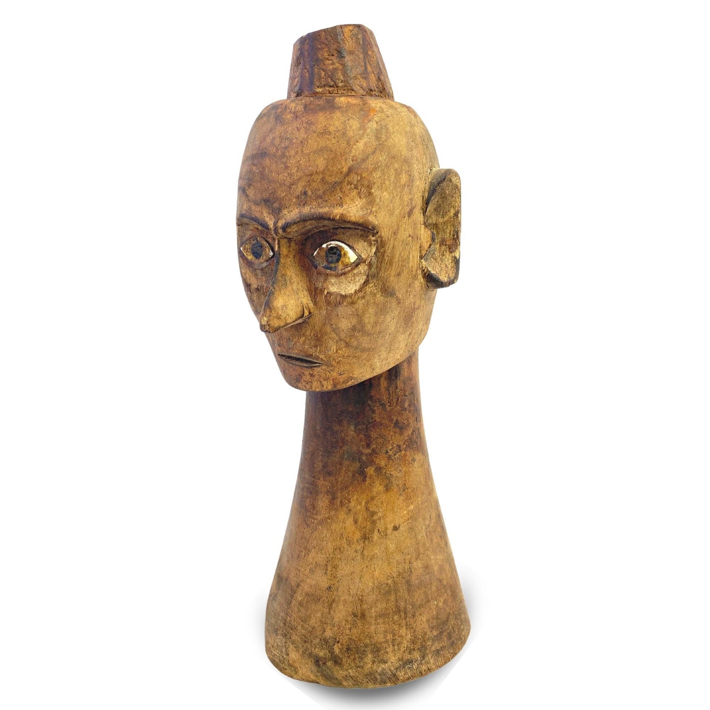 Indonesian Ancestor Figure Tribal Human Head Effigie Wood Carving, Tau Tau  Toraja Sulawesi Indonesia ,