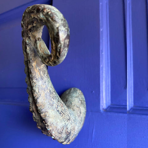 Octopus Tentacle Wall Hook handmade coat hook Bronze Green Verdigris Patina metal Nautical Home decor