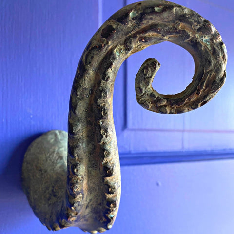 Octopus Tentacle Wall Hook handmade coat hook Bronze Green Verdigris Patina metal Nautical Home decor