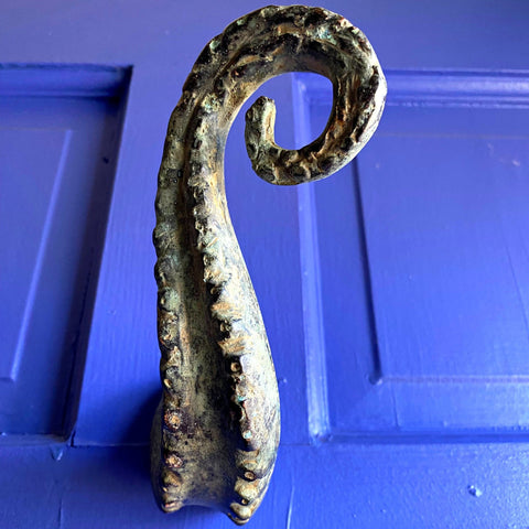 Octopus Tentacle Wall Hook handmade coat hook Bronze Green Verdigris Patina metal Nautical Home decor