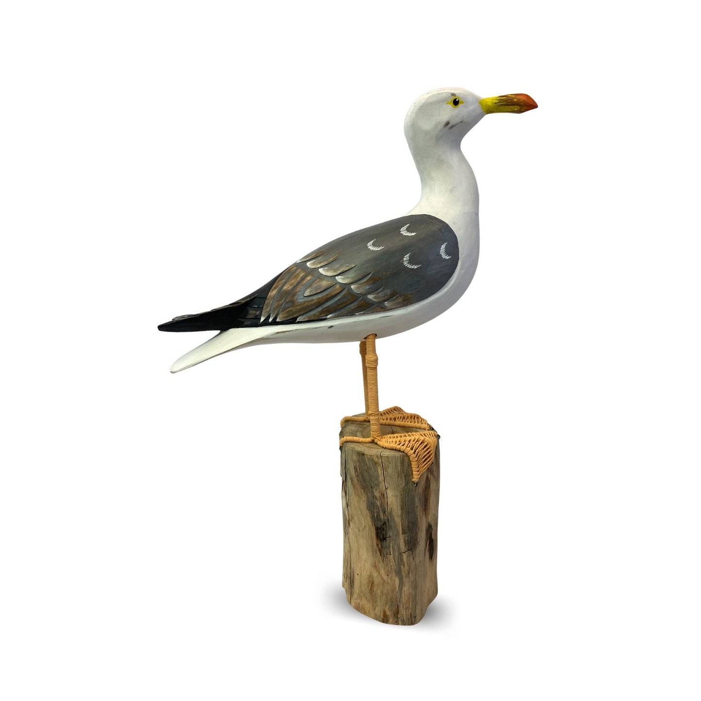 Seagull Herring Gull Hand Carved Wood Wildlife Sculpture, Bird Statue, Coastal Decor