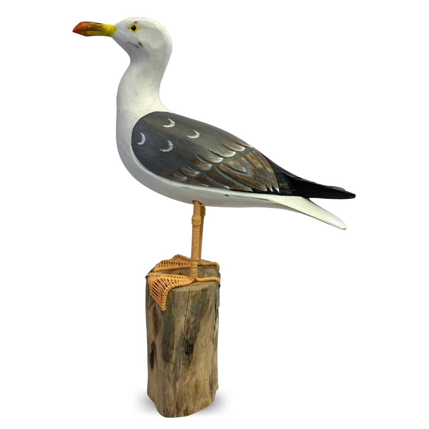 Seagull Herring Gull Hand Carved Wood Wildlife Sculpture, Bird Statue, Coastal Decor