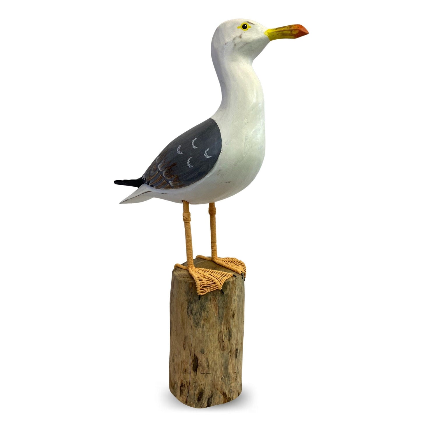 Seagull Herring Gull Hand Carved Wood Wildlife Sculpture, Bird Statue, Coastal Decor