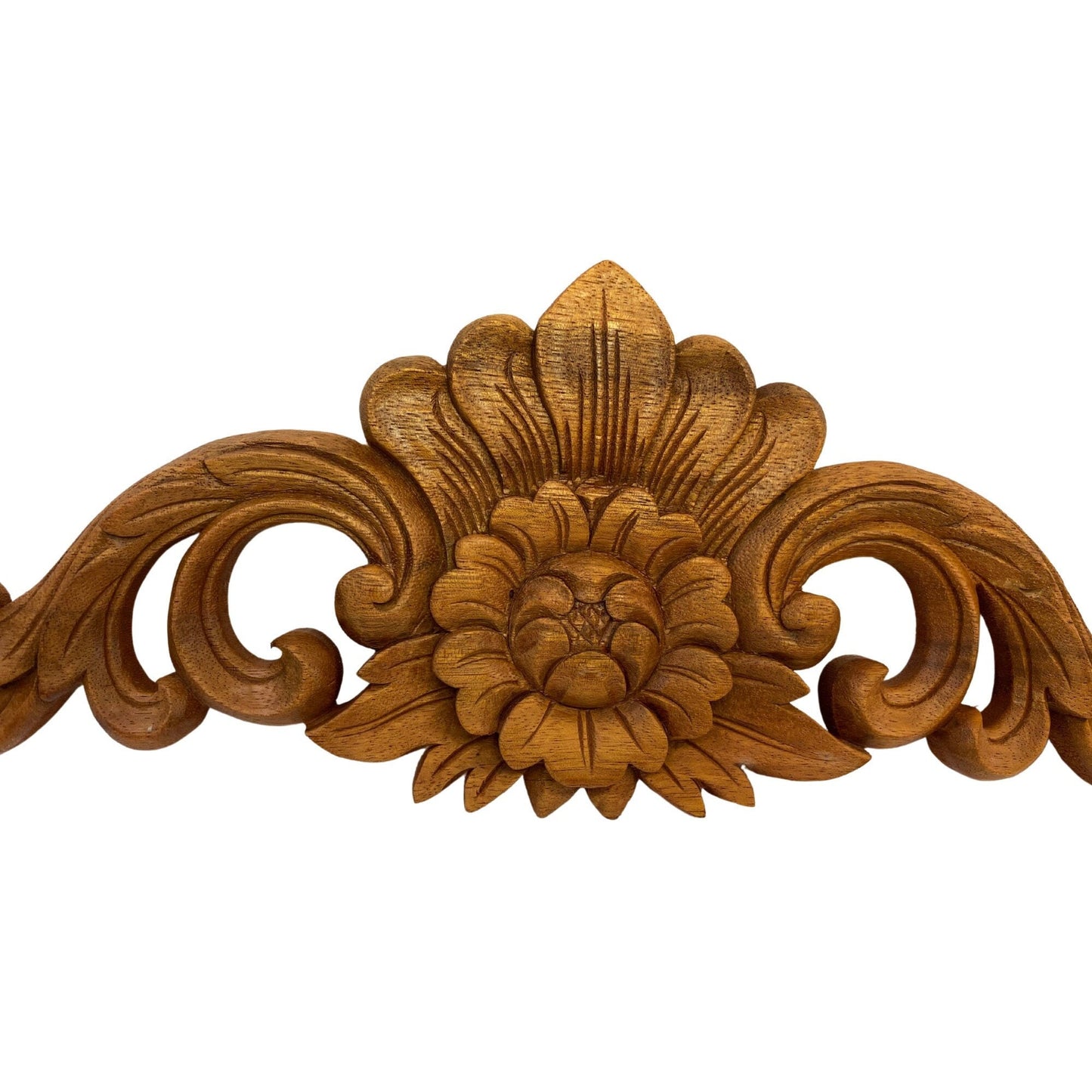 Balinese Decorative Lotus Relief Panel architectural detail Bali Wall art Scroll Hand Carved Wood Carving home decor