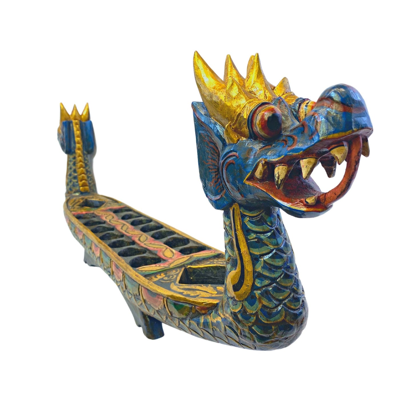 Dragon Naga Mancala Sculpture Wooden Board Game Tabletop Balinese Ethnic decor Hand Carved Wood Carving Indonesian Folk Art Statue