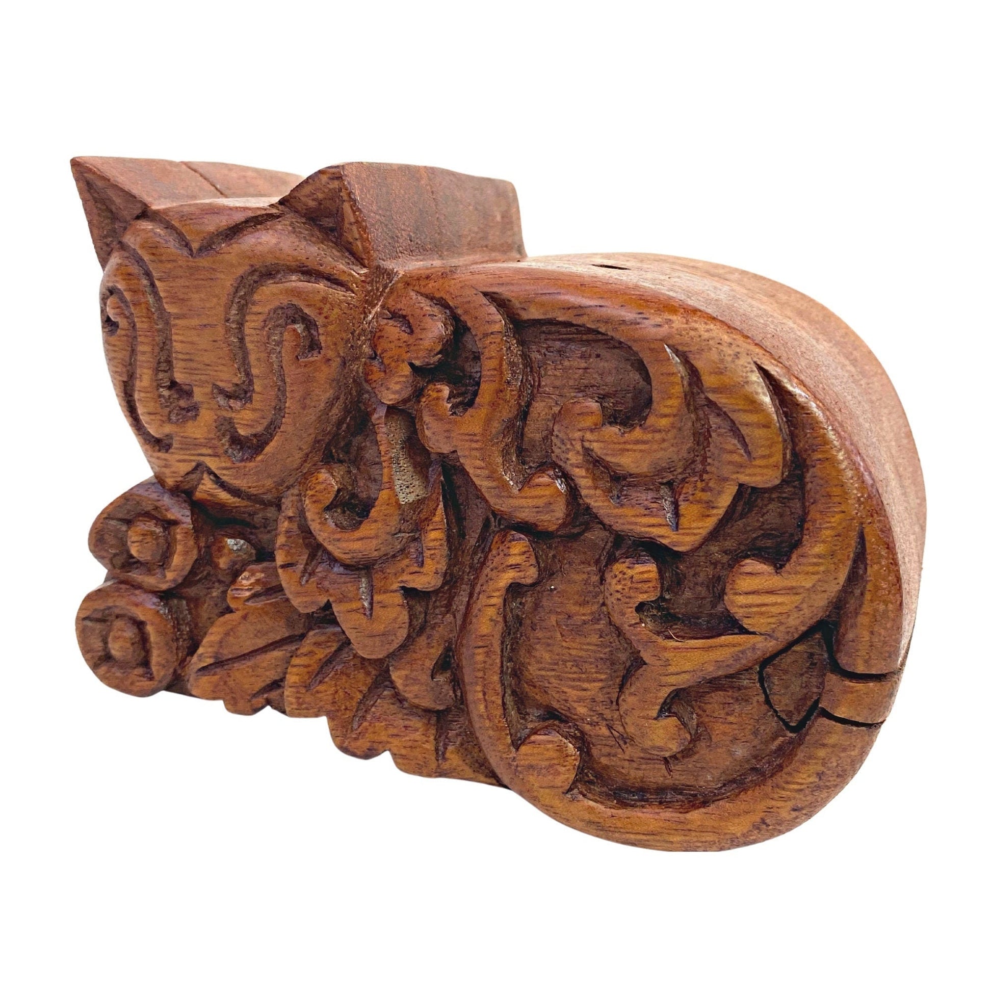 Cheshire Cat Kitty Trippy Cat Secret Puzzle Box Trinket Stash Box Hand Carved Wood jewelry gift box - Acadia World Traders