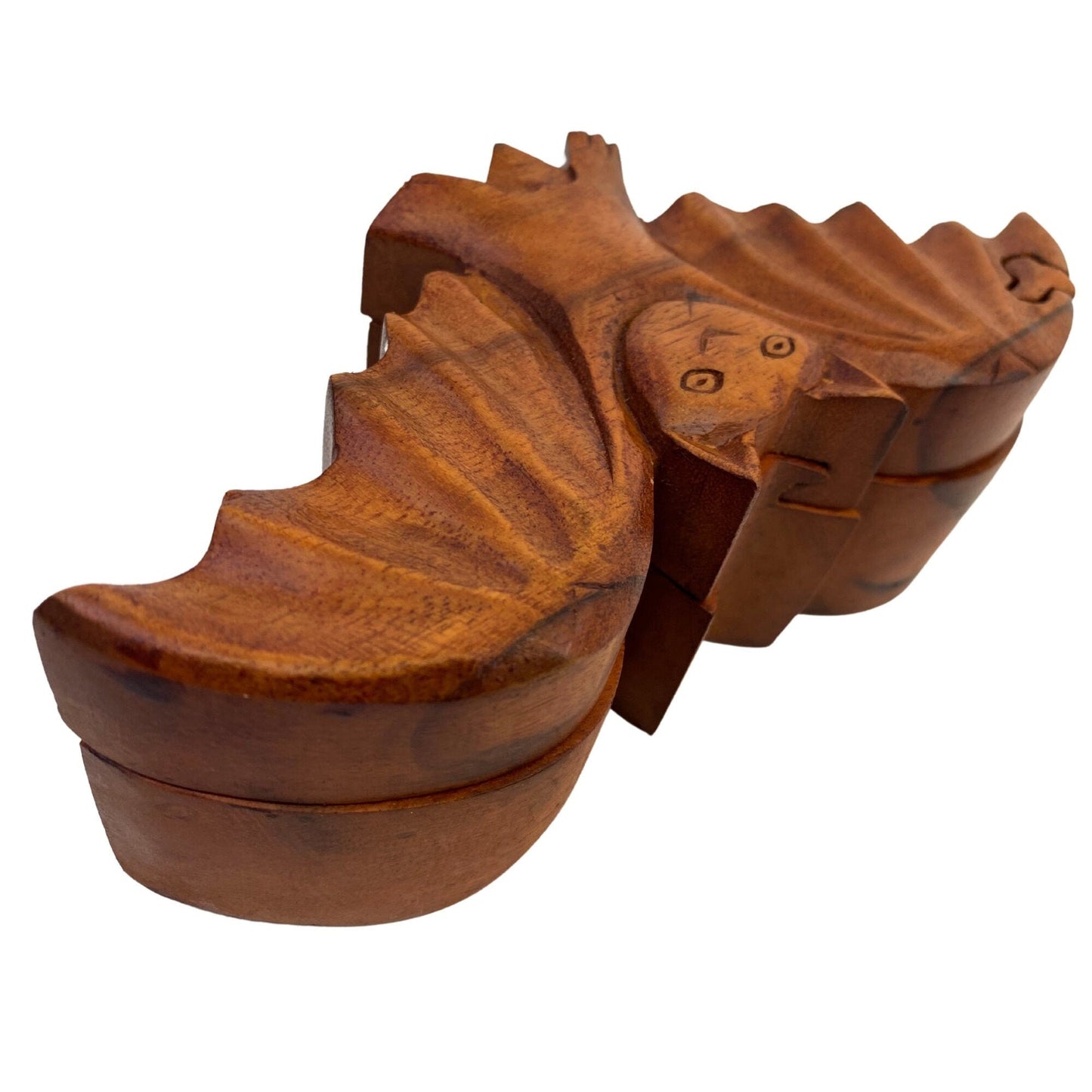 Bat Chiroptera Secret Puzzle Box Stash Box Jewelry Gift Box Hand Carved Wood Carving Bali Art Gothic style