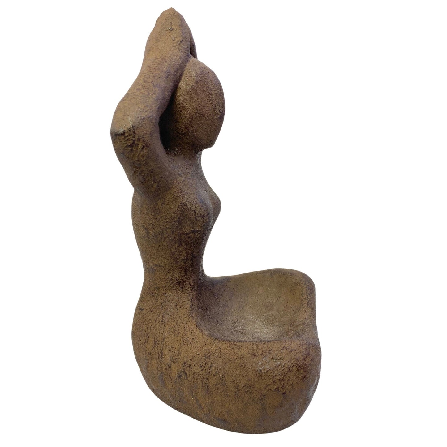 Gaia Goddess Garden Statue For Offerings Incense Smudge Dish Cast Lava Stone Bali Garden Art - Acadia World Traders