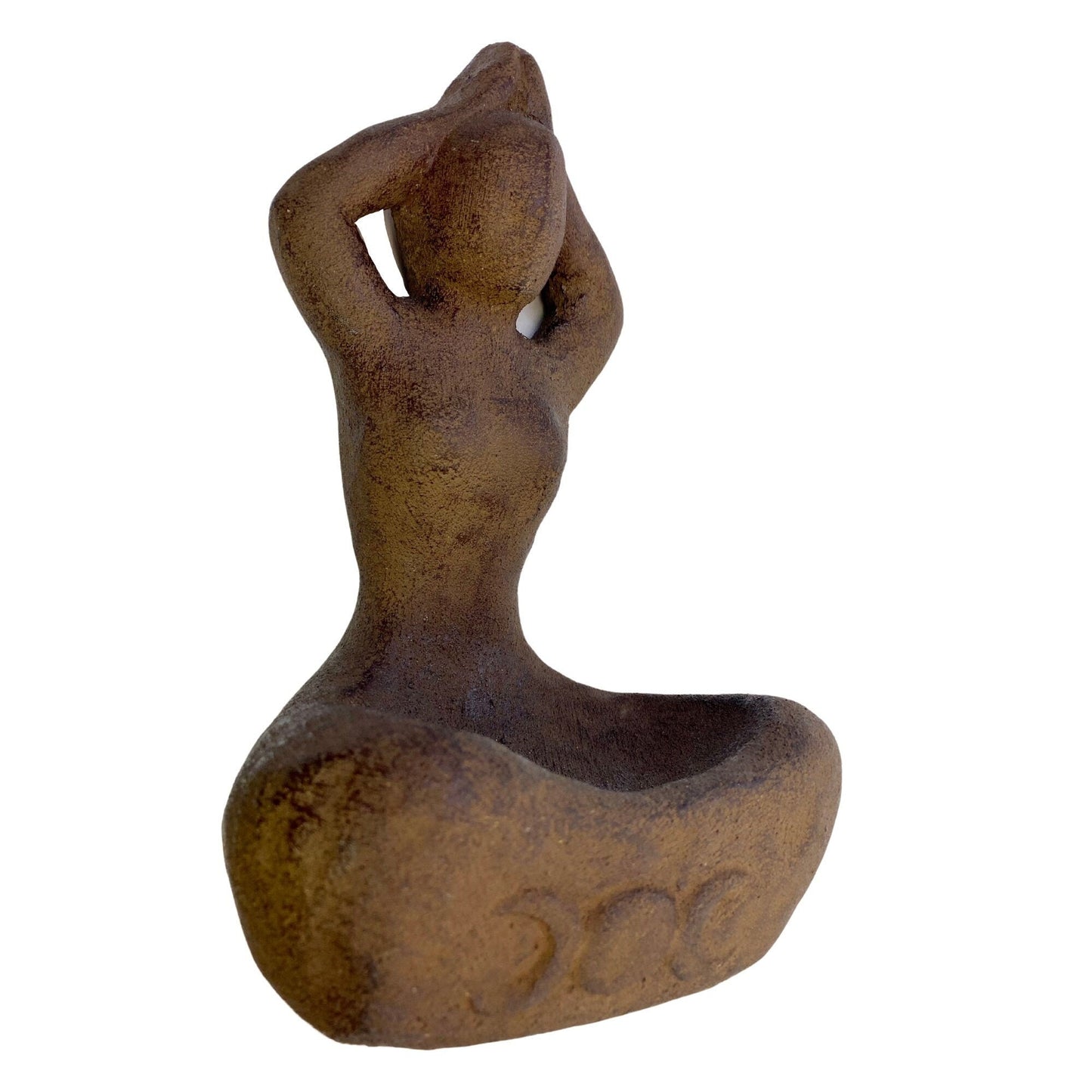 Gaia Goddess Garden Statue For Offerings Incense Smudge Dish Cast Lava Stone Bali Garden Art - Acadia World Traders