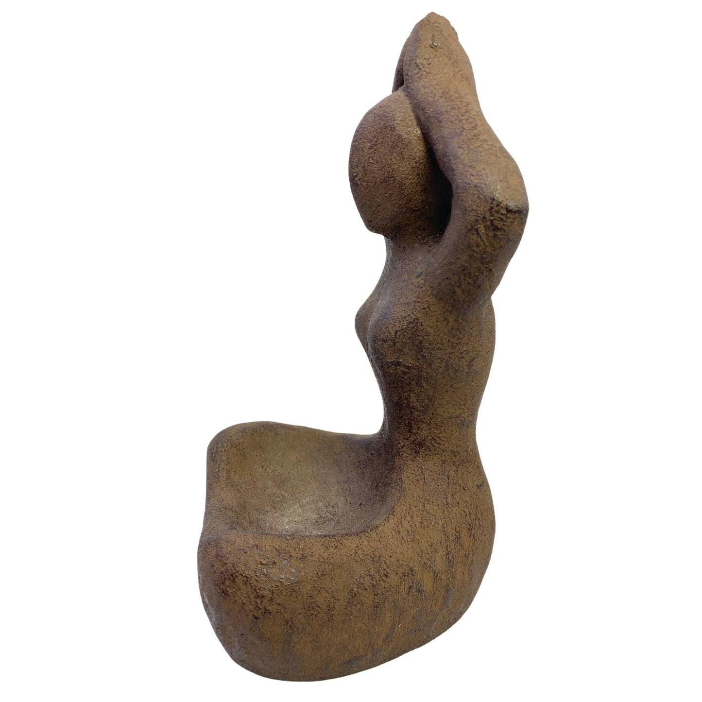 Gaia Goddess Garden Statue For Offerings Incense Smudge Dish Cast Lava Stone Bali Garden Art - Acadia World Traders