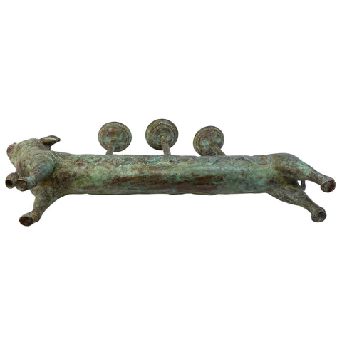 Bull Candelabra Statue Figure Cow Steer Handmade Lost wax cast bronze Metal candle holder Centerpiece Indonesian Folk Art