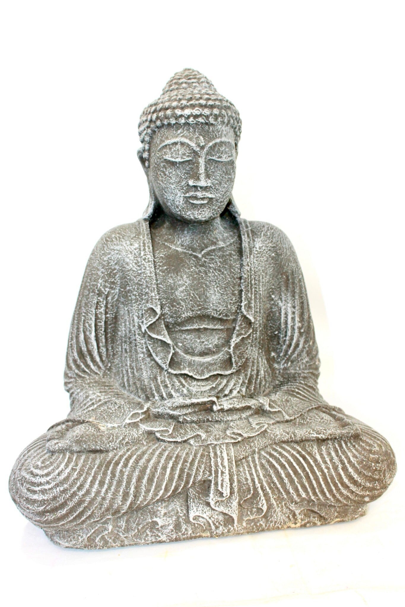 Dhyana Buddha Garden Statue Handmade cast lava stone Bali Yard Art - Acadia World Traders
