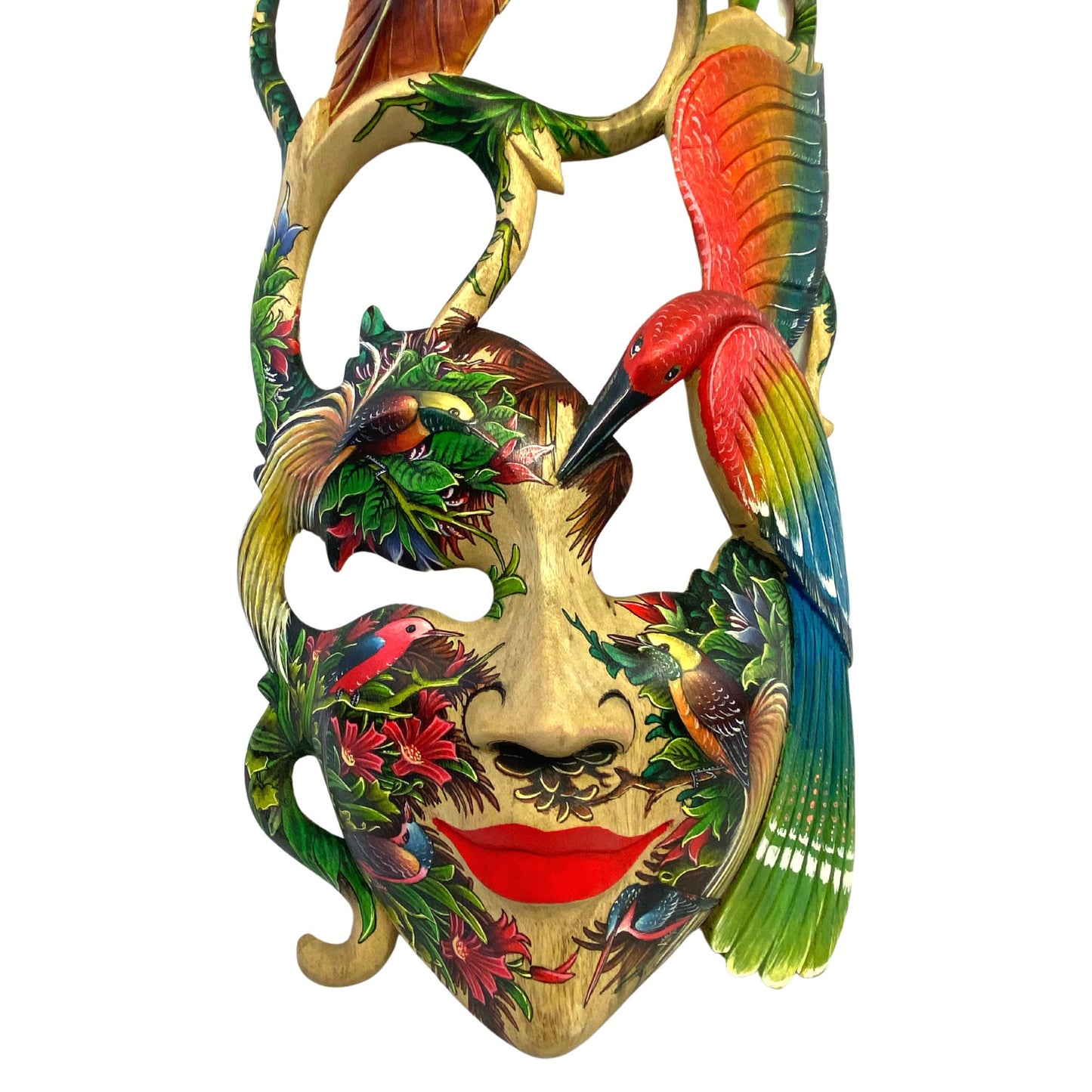 Balinese Mask Dewi Bawang Goddess Dream Mask Wood Carving Indonesian Hand Carved Painted Wall Decor Art