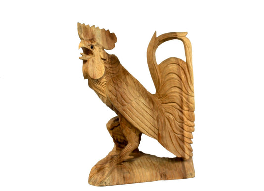 Rooster Chicken Cock Fowl sculpture hand carved wood carving Statue Balinese Art