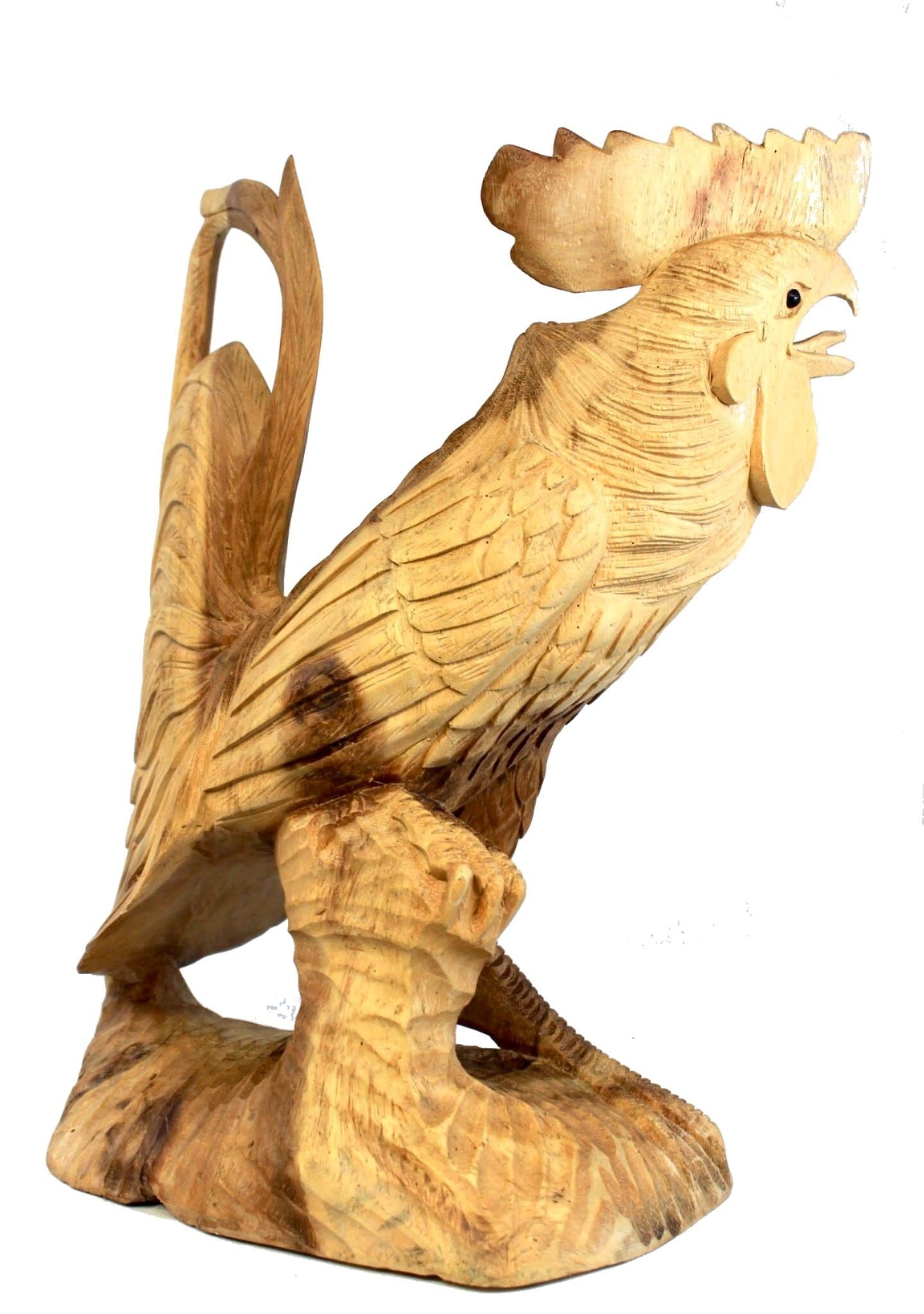 Rooster Chicken Cock Fowl sculpture hand carved wood carving Statue Balinese Art