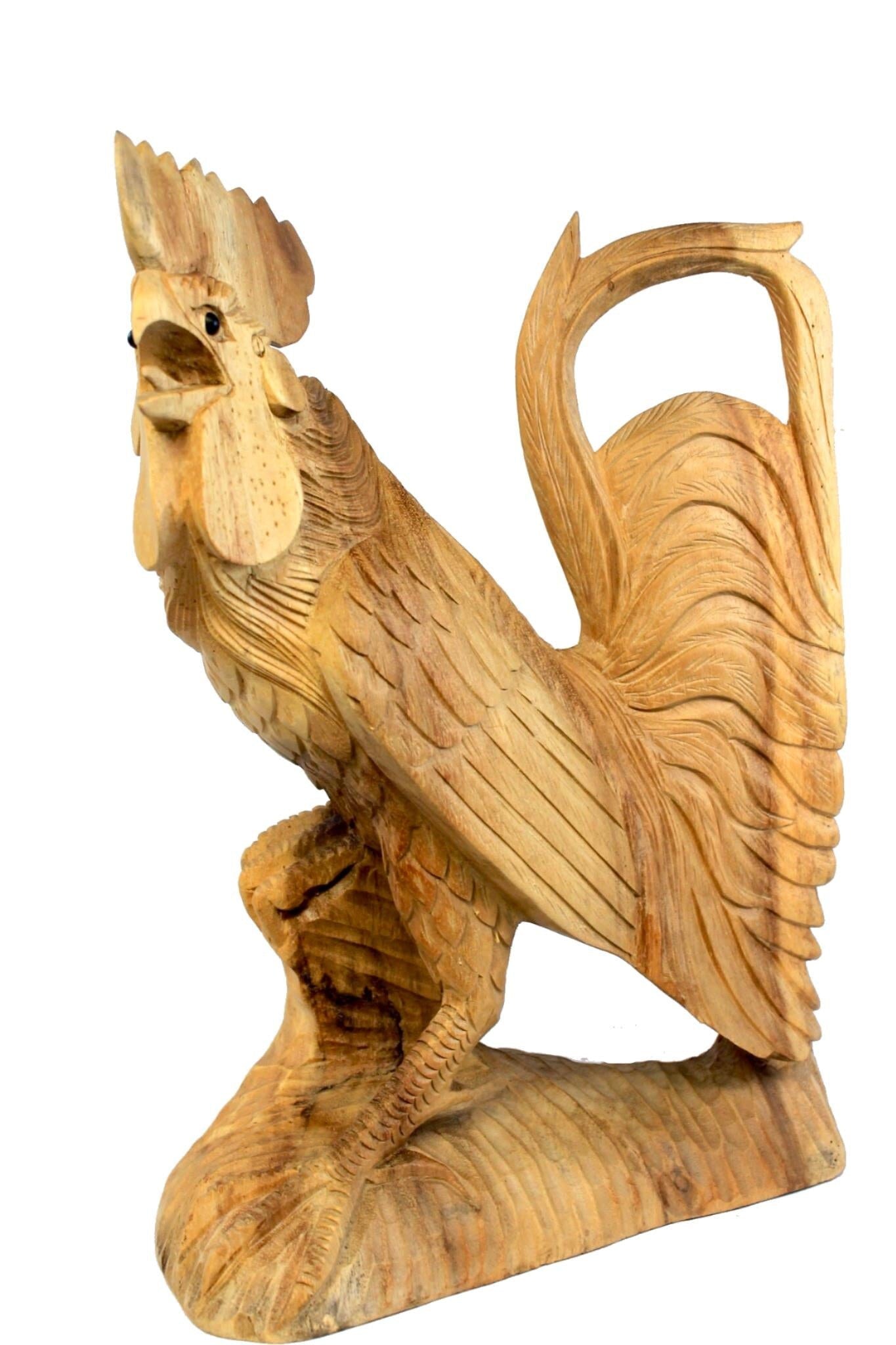 Rooster Chicken Cock Fowl sculpture hand carved wood carving Statue Balinese Art
