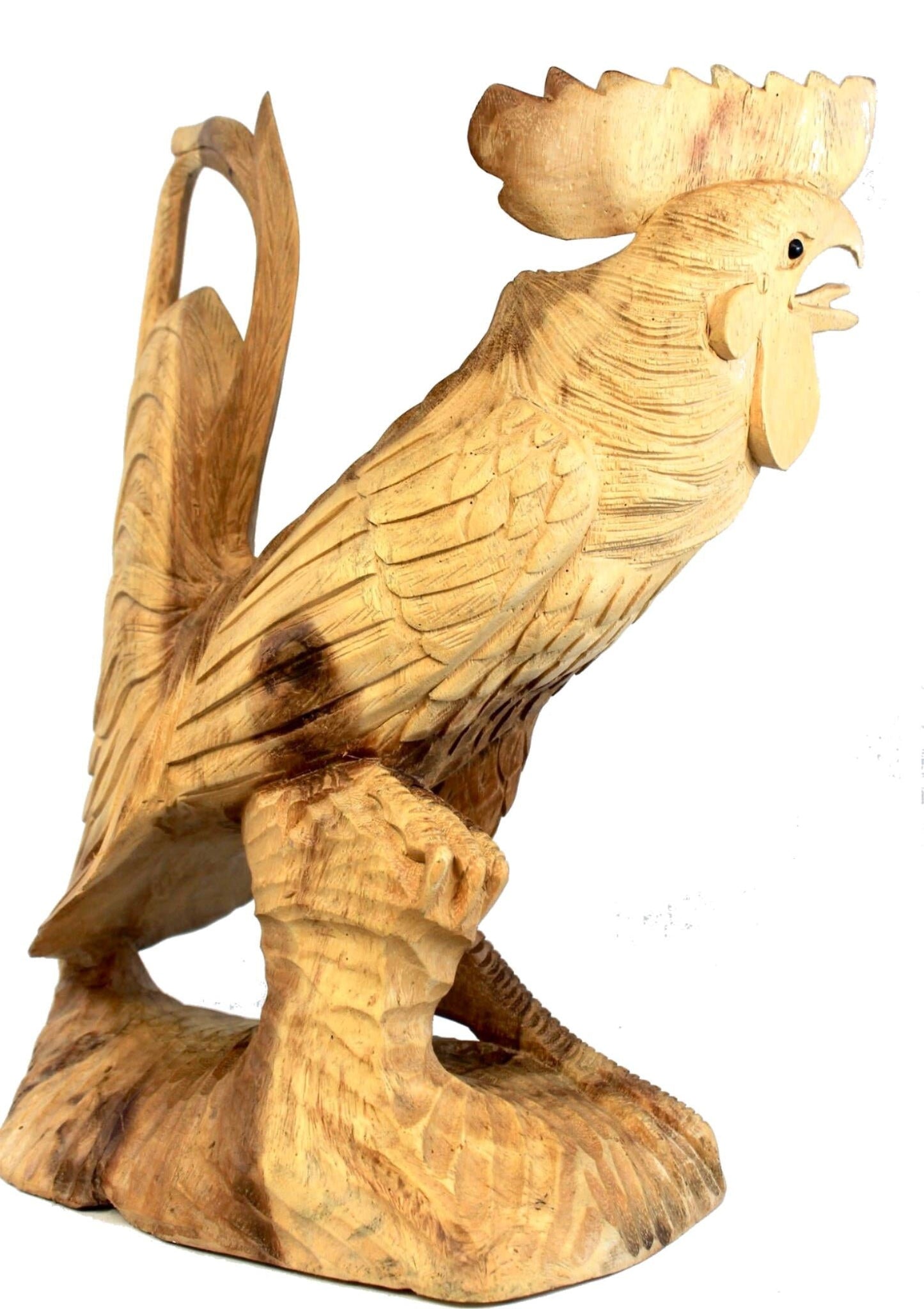 Rooster Chicken Cock Fowl sculpture hand carved wood carving Statue Balinese Art