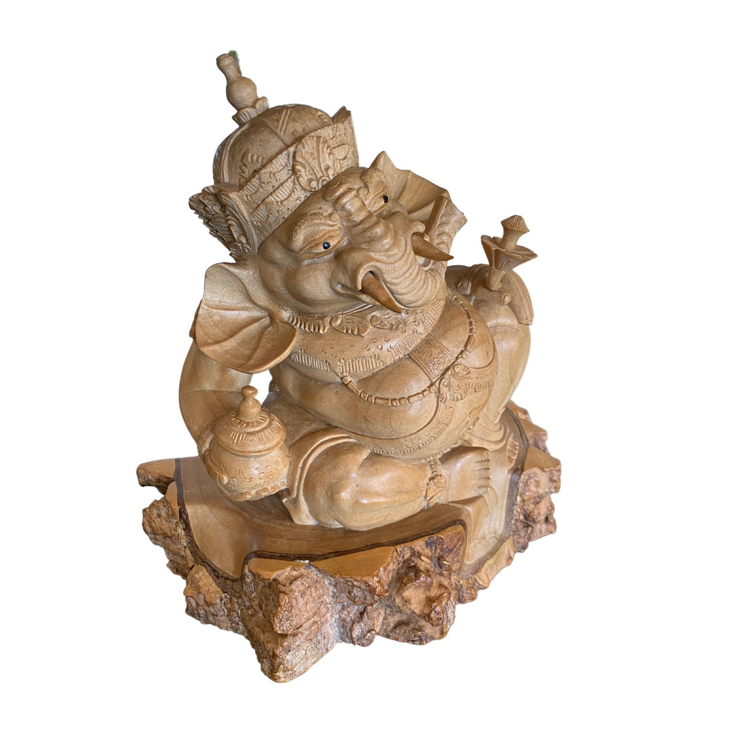 Ganapati Ganesha Statue Hindu Elephant God carved wood sculpture Bali Art