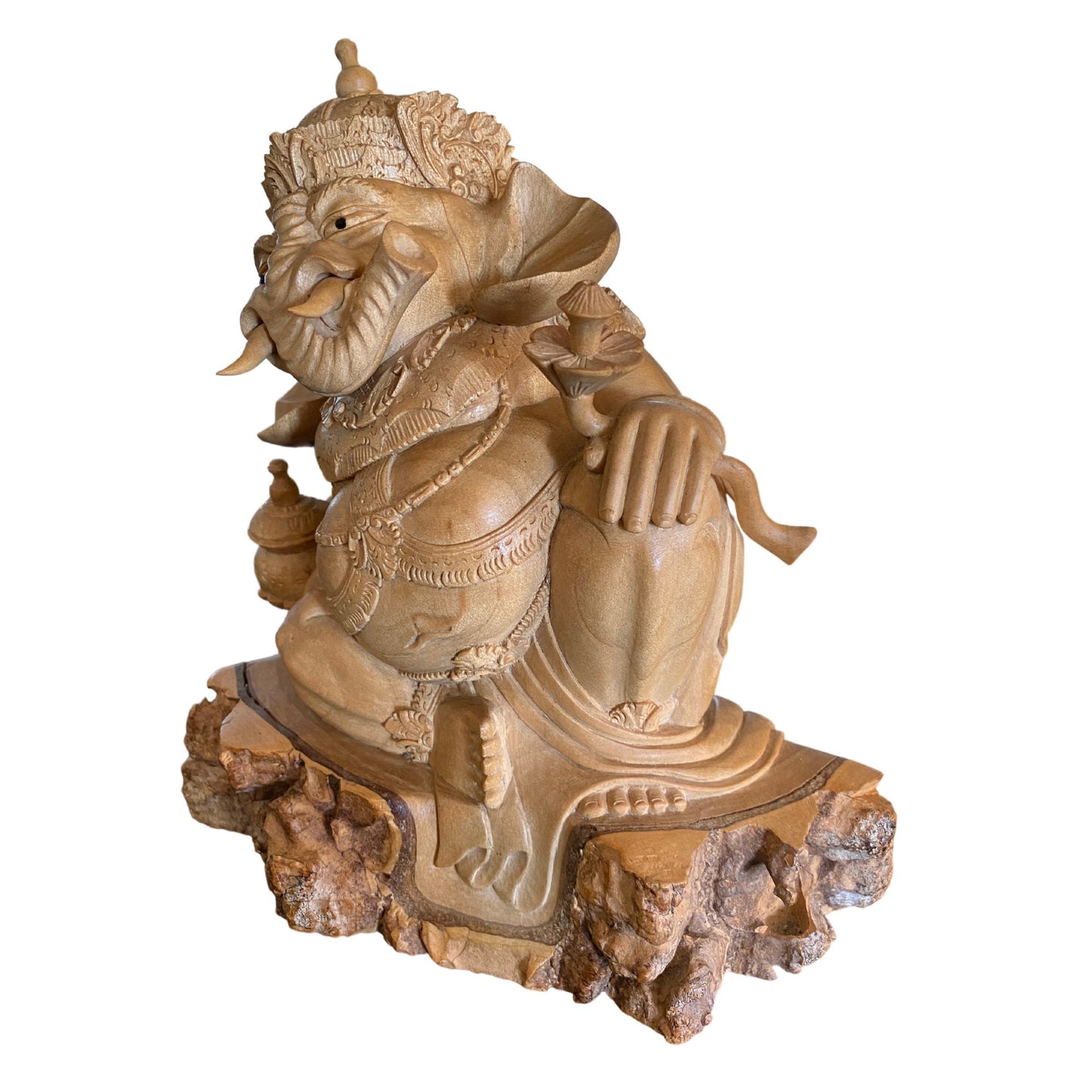Ganapati Ganesha Statue Hindu Elephant God carved wood sculpture Bali Art