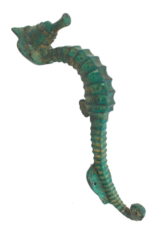 Nautical Seahorse Handle Door Pull Knob Cast Verdigris Genuine Bronze Bali Art