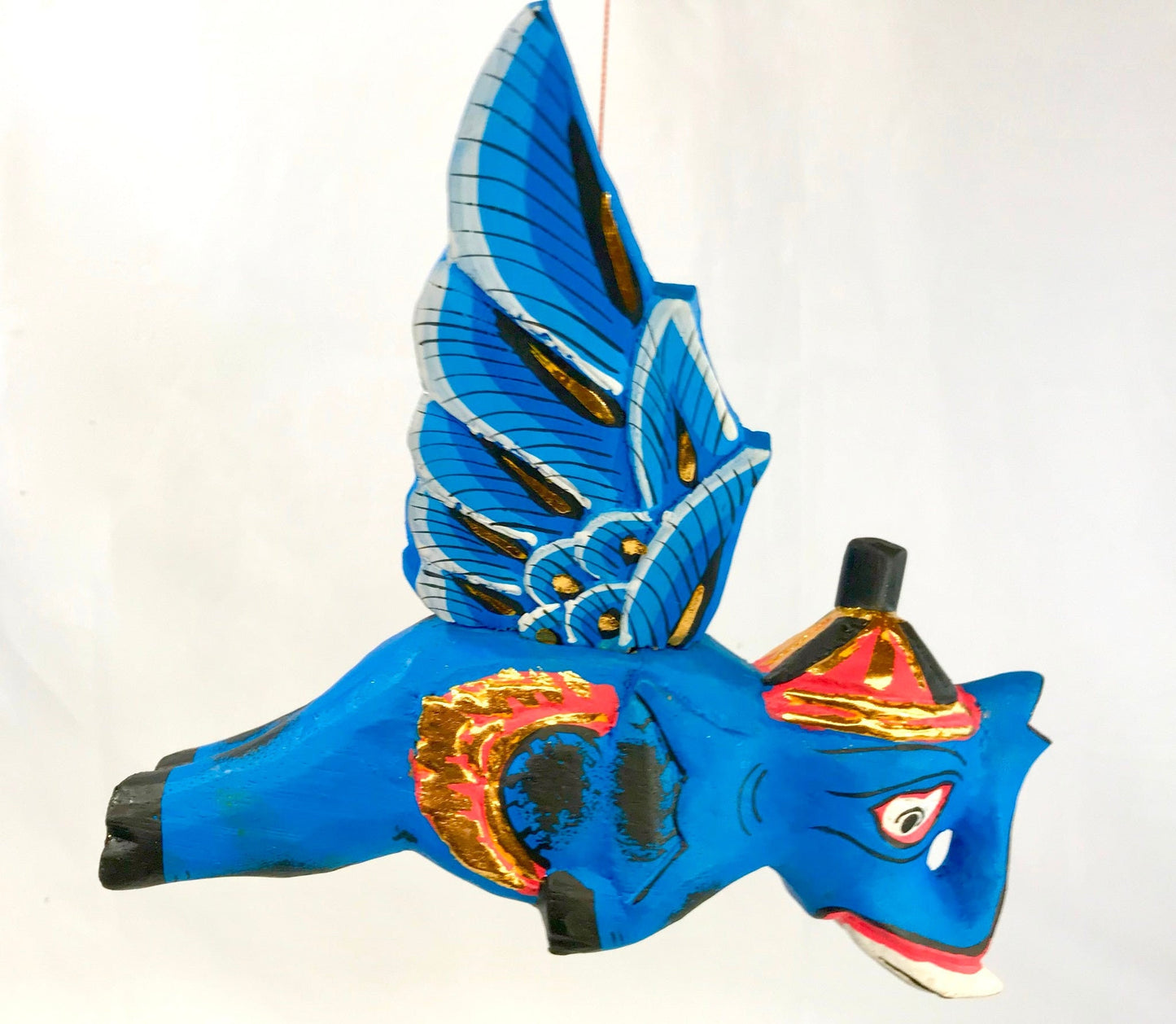 Balinese Winged flying Blue Elephant mobile Spirit Chaser  9&quot;
