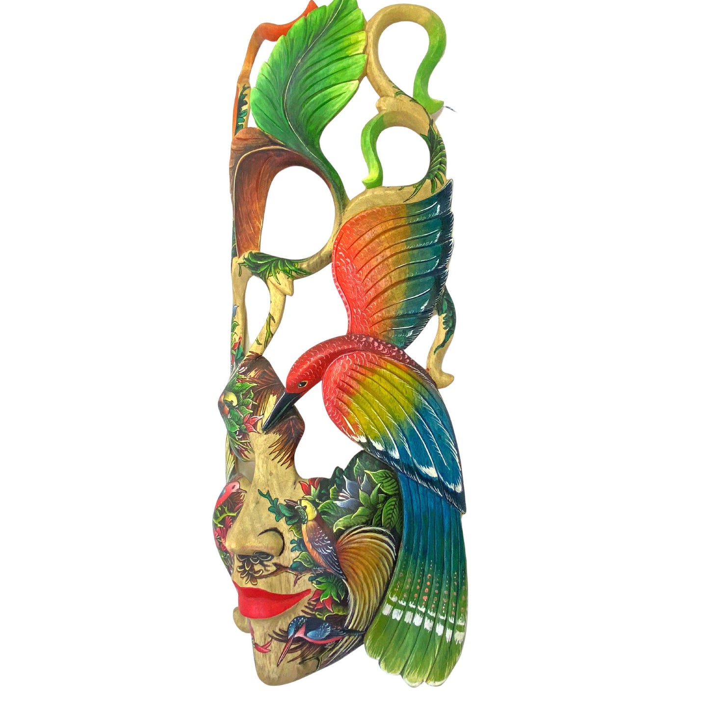 Balinese Mask Dewi Bawang Goddess Dream Mask Wood Carving Indonesian Hand Carved Painted Wall Decor Art